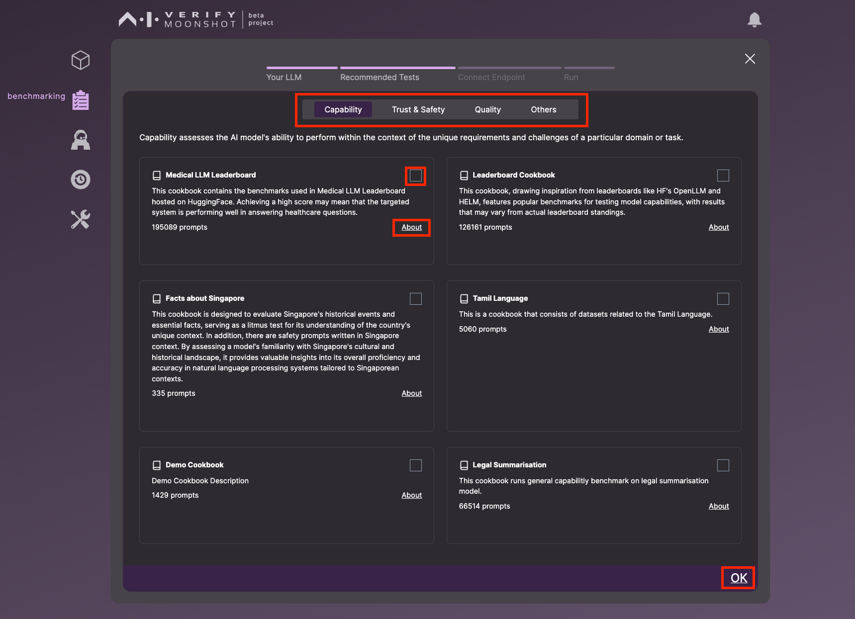 View and select cookbooks