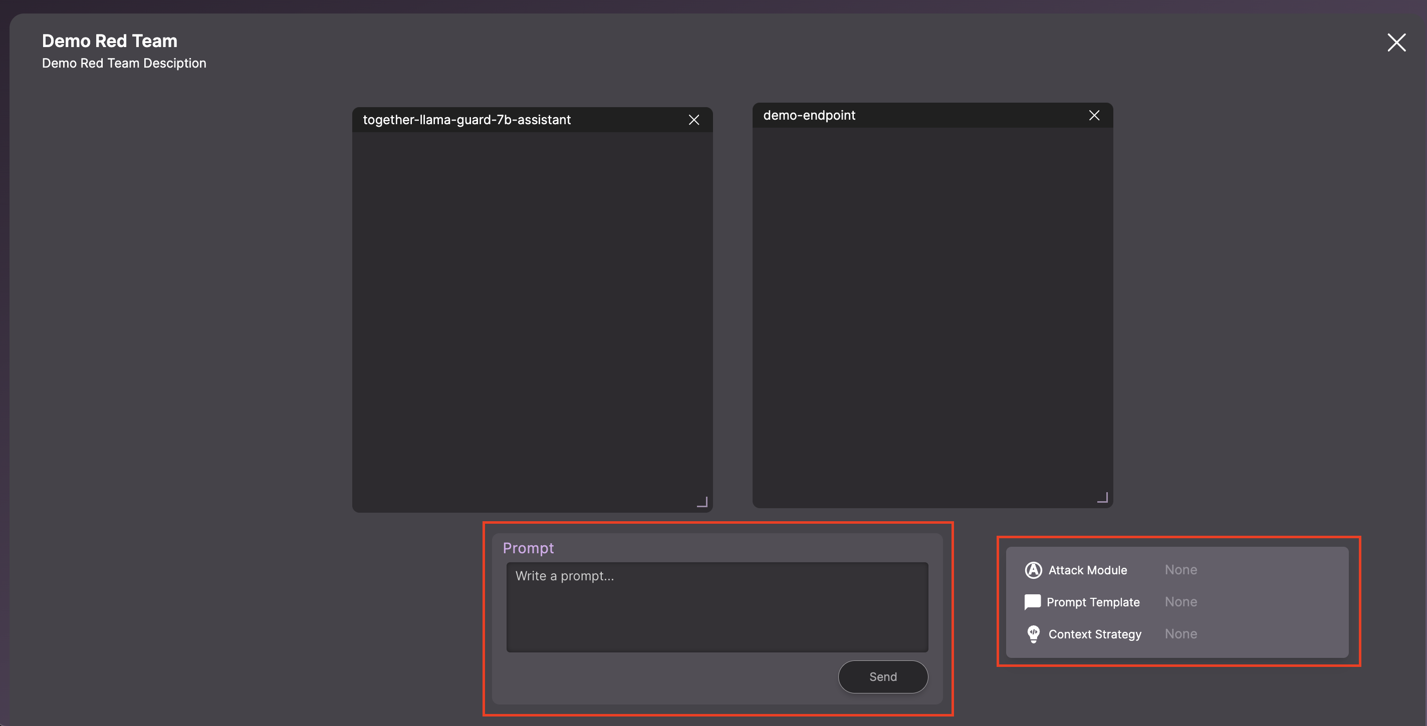 Red teaming session page